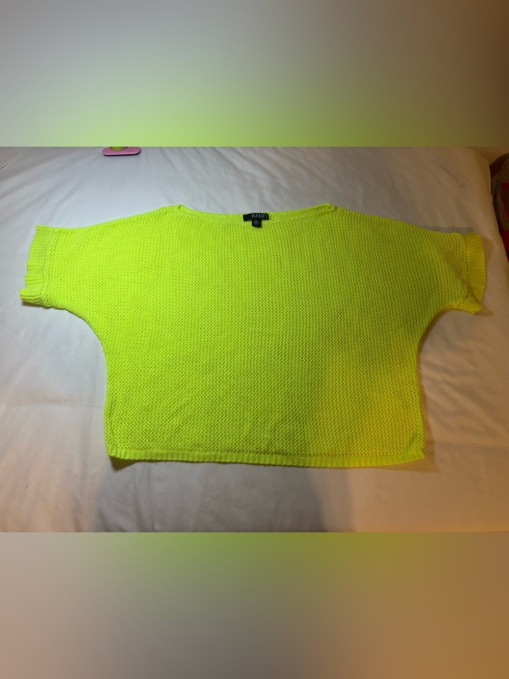 a.n.a Neon Yellow Knit Top Petite